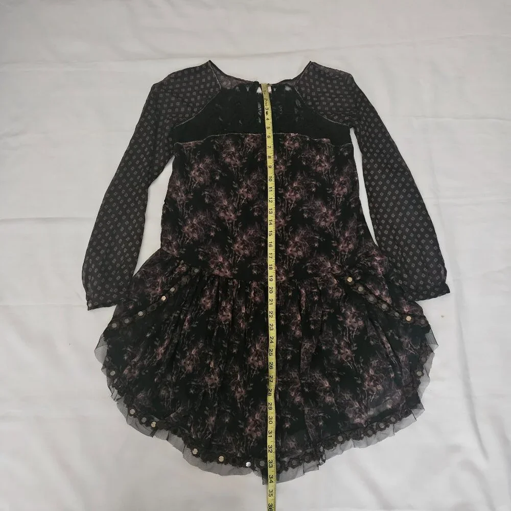 Free People Women's Midnight Garden Combo Sheer Long Sleeve Elsie Dress XS/TP - Picture 14 of 14